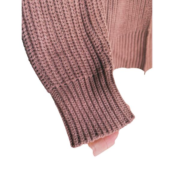 Lillusory Chunky Knit Long Sleeve Cardigan Open Front Mauve Brown Small Cozy - Picture 6 of 10